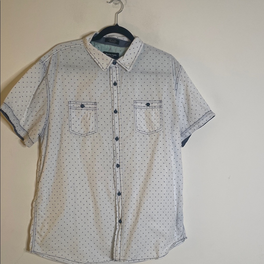 Eighty Eight White Shirt with Navy Dots
